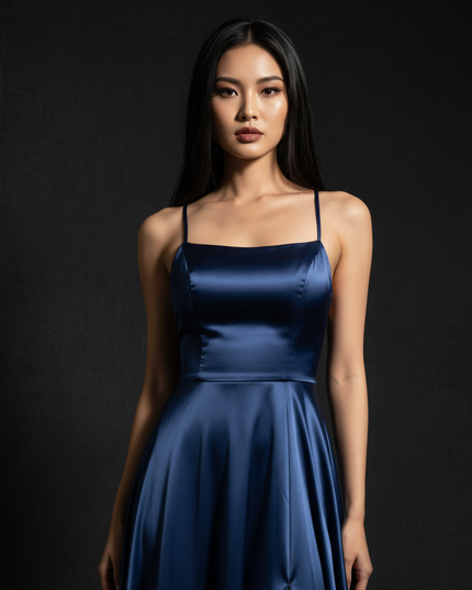 Satin Kleid - Satin Abendkleid Altrosa - Cowl Neck lang elegant - Ansicht 4