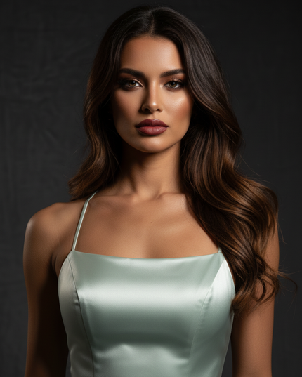 Satin Kleid - Satin Abendkleid Lang Bordeaux - Cowl Neck Satin - Ansicht 4