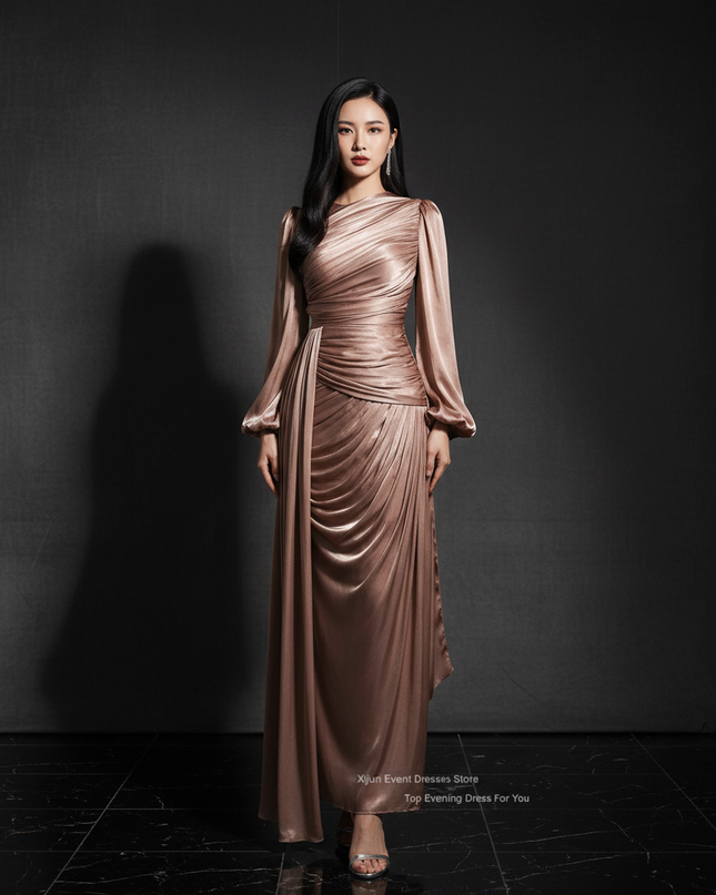 Satin Kleid - Satin Abendkleid lang elegant | Kaftan-Kollektion - Ansicht 1