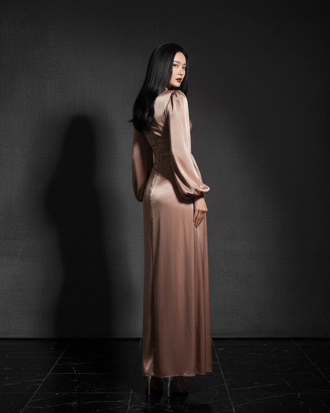 Satin Kleid - Satin Abendkleid lang elegant | Kaftan-Kollektion - Ansicht 2