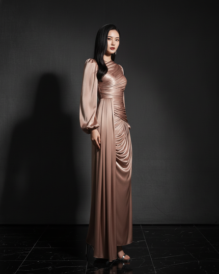 Satin Kleid - Satin Abendkleid lang elegant | Kaftan-Kollektion - Ansicht 3