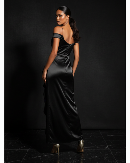 Satin Kleid - Satin Abendkleid lang Off-Shoulder | Festlich - Ansicht 2