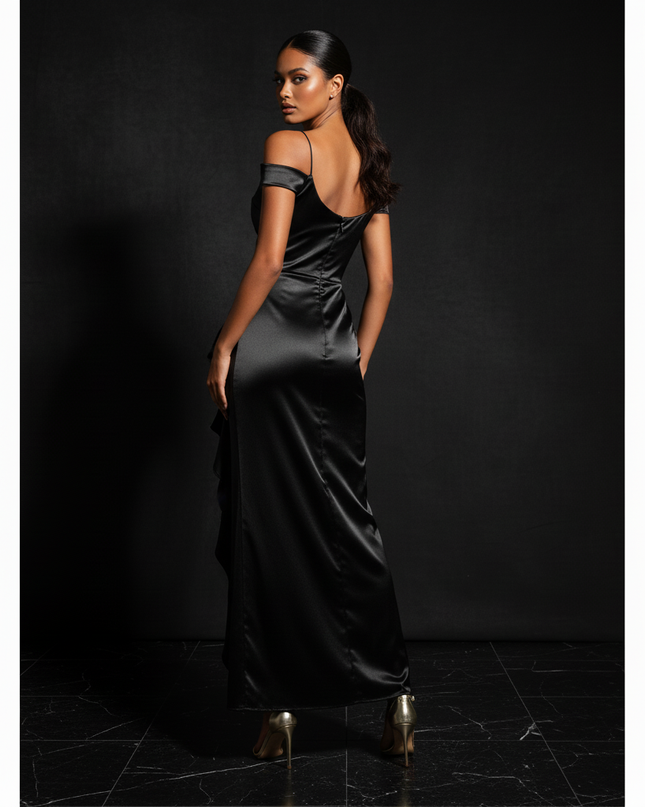 Satin Kleid - Satin Abendkleid lang Off-Shoulder | Festlich - Ansicht 2