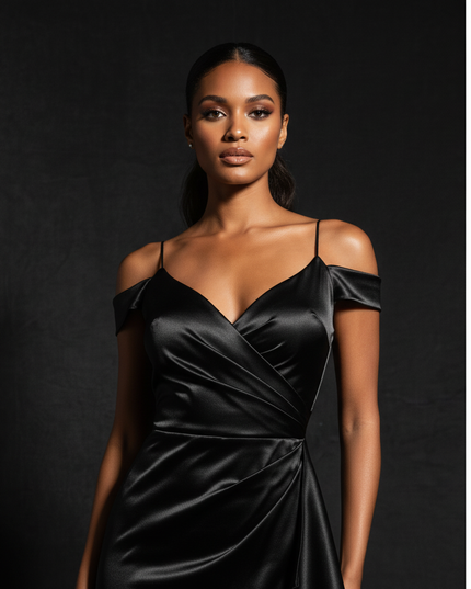 Satin Kleid - Satin Abendkleid lang Off-Shoulder | Festlich - Ansicht 4