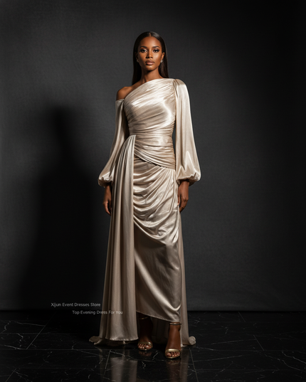 Satin Kleid - Satin Abendkleid lang schlicht | Kaftan-Stil - Ansicht 1