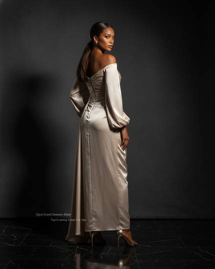 Satin Kleid - Satin Abendkleid lang schlicht | Kaftan-Stil - Ansicht 2