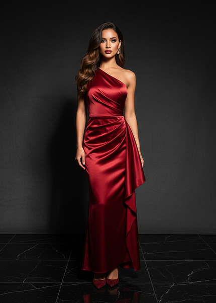 Satin Kleid - Satin Abendkleid lang Spaghettitraeger | Elegant - Ansicht 1