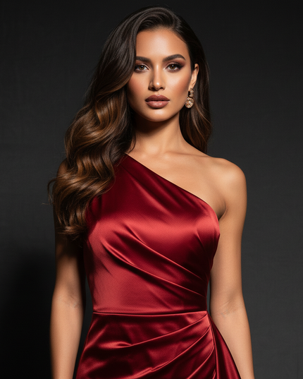 Satin Kleid - Satin Abendkleid lang Spaghettitraeger | Elegant - Ansicht 4