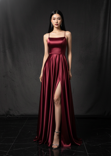 Satin Kleid - Satin Abendkleid Lang Weiss - Cowl Neck elegant - Ansicht 1