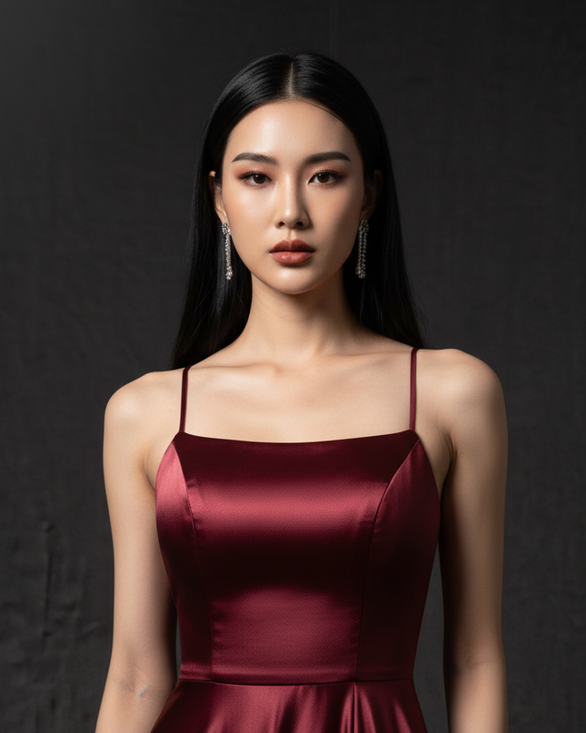 Satin Kleid - Satin Abendkleid Lang Weiss - Cowl Neck elegant - Ansicht 4