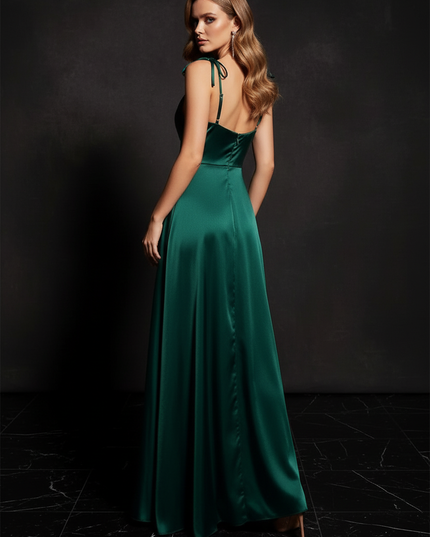 Satin Kleid - Satin Abendkleid Mauve - Lang Cowl Neck elegant - Ansicht 2