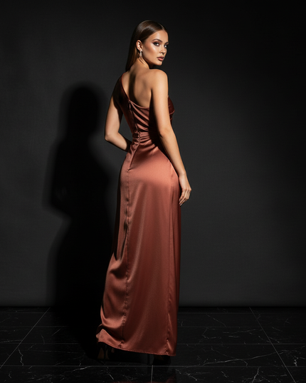 Satin Kleid - Satin Abendkleid lang Wickel | Festlich & Elegant - Ansicht 2