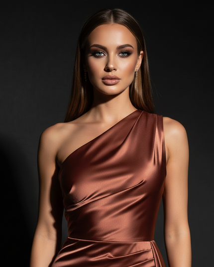 Satin Kleid - Satin Abendkleid lang Wickel | Festlich & Elegant - Ansicht 4