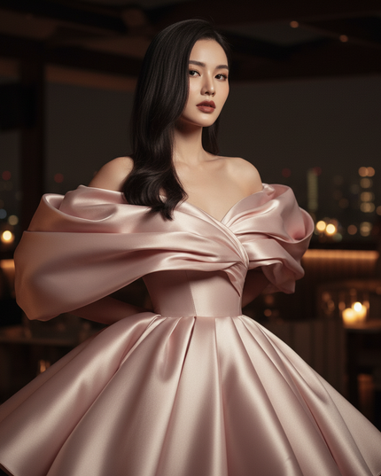 Satinkleid altrosa - Altrosa Satin Cocktailkleid Off-Shoulder - Ansicht 4