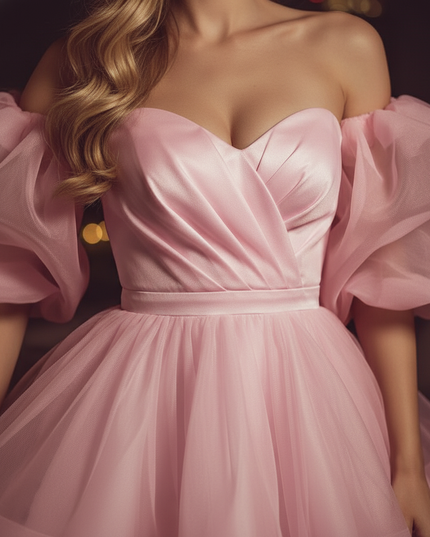Satin Kleid Pink - Satin Cocktailkleid Knielang Festlich - Pink - Ansicht 4
