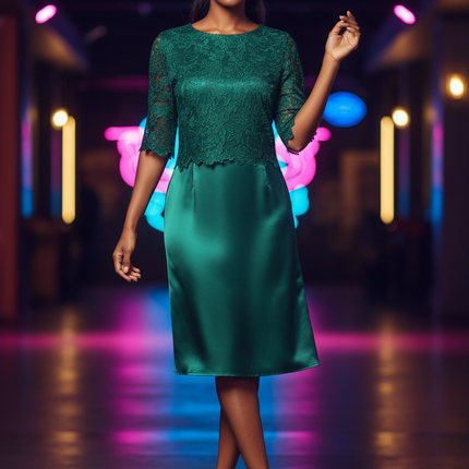Satin Kleid Multicolor - Satin Partykleid Midi Grau | Bodycon Spaghettitraeger - Ansicht 1