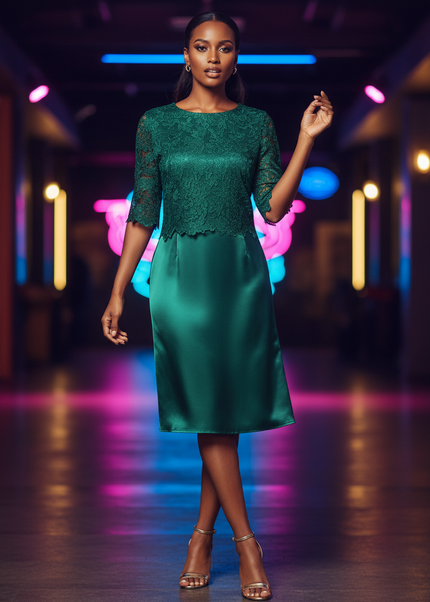 Satin Kleid Multicolor - Satin Partykleid Midi Grau | Bodycon Spaghettitraeger - Ansicht 1