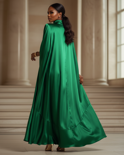 Satin Kleid - Satinkleid Lang Off-Shoulder Gruen - VONDA Maxikleid - Ansicht 2